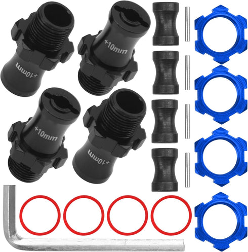 ShareGoo Metal +10mm Extended 17mm Splined Wheel Hex Hub Adapter Compatible with 1/10 Slash 2WD 4X4 Rustler Stampede Bandit 2WD 4X4 RC Car (Blue)