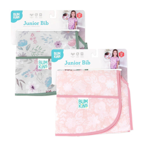 1-3 2 Pack Bumkins - Junior Bib - For Boys & Girls, Toddlers & Kids Years - Lightweight, Durable, Waterproof - Short