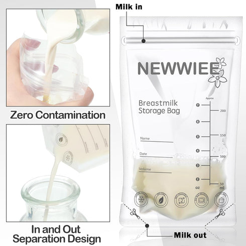 600 Count 7oz Breastmilk Storage Bags Breast Milk Bags for Breastfeeding Self Standing Breastmilk Storing No Leak