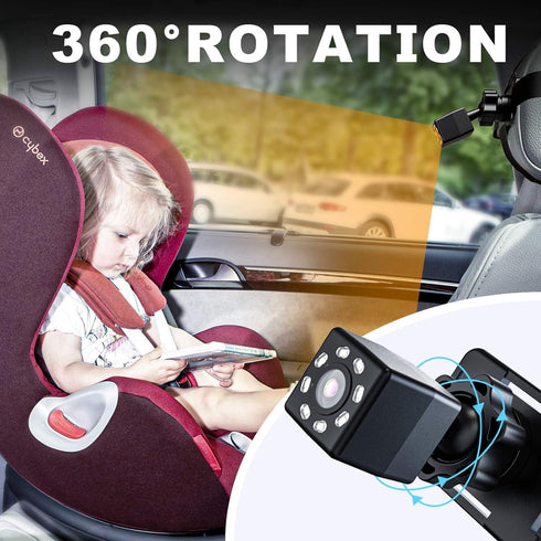 12V Itomoro Baby Car Mirror, Back Seat Baby Car Camera with HD Night Vision Function Display, Reusable Sucker Bracket