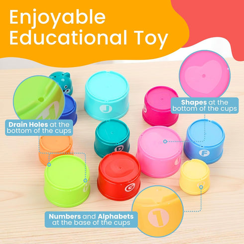 13 Set 10-Piece 612 13 (10Pcs) Educational Stacking Toys for Toddlers | Numbers & Alphabet Stacking Cups | Baby