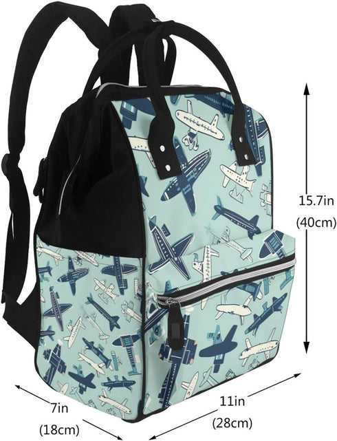 QSMJKLD Backpack Mommy Daypack Airplane Diaper Bag with Changing Pad, Pacifier Holder - Multifunction Travel Nappy Bags