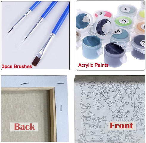 16" Wx12 Wooden Framed Paint by Numbers DIY Acrylic Painting Kit for Kids & Adults Beginner L Colorful Horse Head