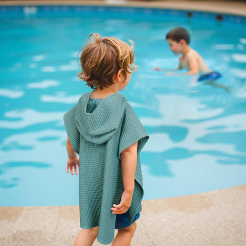 Zamlory Hooded Kids Beach Towel - Soft Poncho Towel for Babies and Toddler - Lightweight Waffle Cotton Towel Cover Up