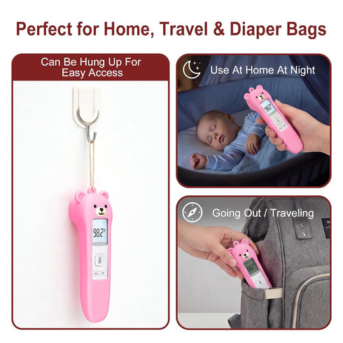 Zalcerin Cute Bear Silicone Thermometer Case Compatible with GoodBaby No-Touch Thermometer, Soft Anti-Drop Protective