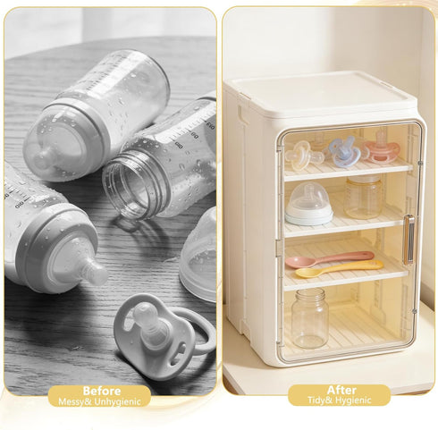 Wenceda 3/4 Countertop Baby Bottle Organizer, Tier Bottles Storage Organizer, Baby Bottle Drying Rack for Bottles