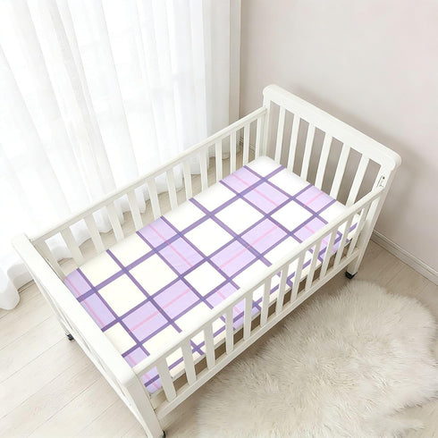 JUNZAN 52x28 Plaid Gingham Baby Crib Sheets Cotton Fitted Crib Sheets for Boys Girls Standard Toldder Bed Mattress