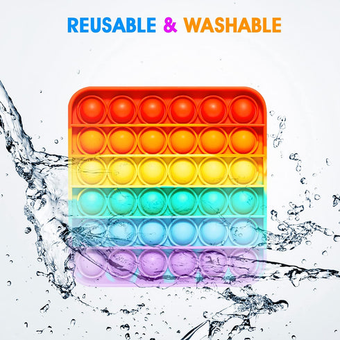 Push Pop Bubble Fidget Sensory Toy - for Autism, Stress, Anxiety Relief for Kids and Adults - Rainbow Square