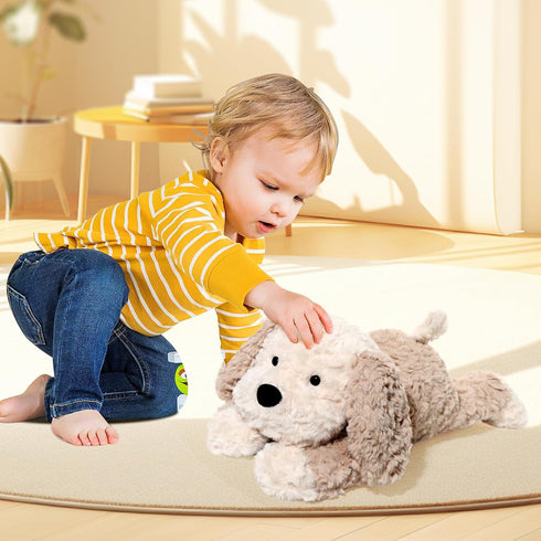16.5 inches Stuffed Animals Adorable Dog Plush Toys Soft and Comfort Maltese Dog Plush Toy Gift for Kids, Beige/Grey