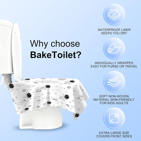 BakeToilet 20 Package Pcs Toilet Seat Covers Disposable for Kids&Toddlers&Adult, Extra Large Individually Wrapped