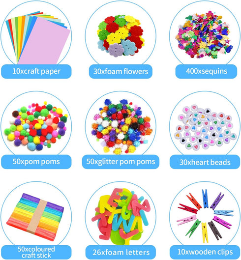 Itopstar Arts and Crafts Supplies Kit - Craft Set for Kids, Great for Preschool, Homeschool, and DIY Projects