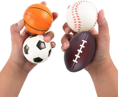 Super Z Outlet Mini Foam Sports Balls, 24 Pack for Kids & Adults, Mini Baseball, Football, Basketball