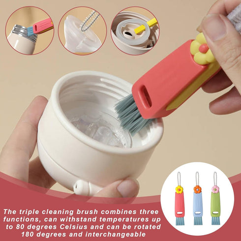 IJPDDRXYN 3 1 Set, 3 in Rotatable Cup Lid Gap Cleaning Brush for Baby Bottle, Insulation Bottle & Tight Spaces