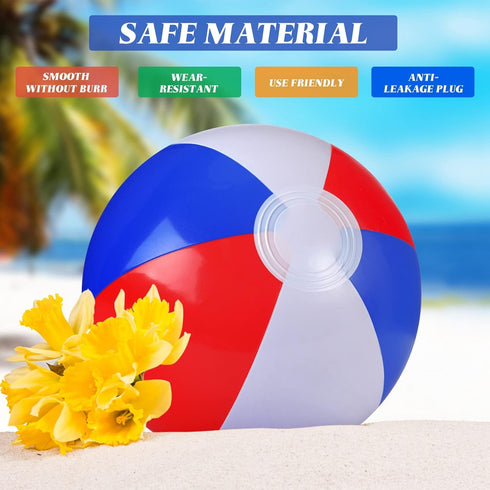 Zhanmai 30 Pcs Patriotic Beach Balls, Red White and Blue Inflatable Balls for 4th of July Party Favors, 4-5 Inch and