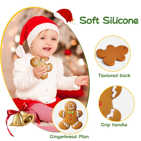 0-6 6-12 NCVI Christmas Teether, Baby Teething Toys for Months, My First Christmas Silicone Chew Toys, First Christmas