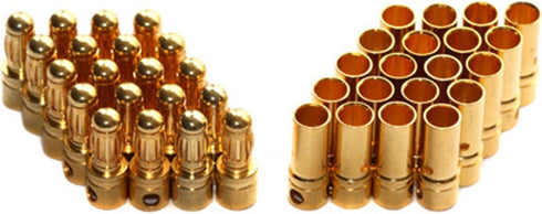 20 Pairs 3.5mm Male & Female Gold Banana Plug Bullet Connector Plug for RC Battery ESC Motor +1 Lipo Battery Strap
