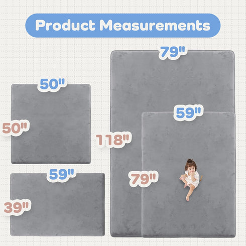 1.5" 39x59 Thick Baby Play Mat for Floor, Playpen Mat, Pro Soft Flannel Foam Mats Toddler Infant Kids Crawling