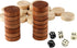 Amerous Thread Wooden Checkers Pieces with Drawstring Bag - Nature Wood Backgammon Pieces, 5 Dices Included