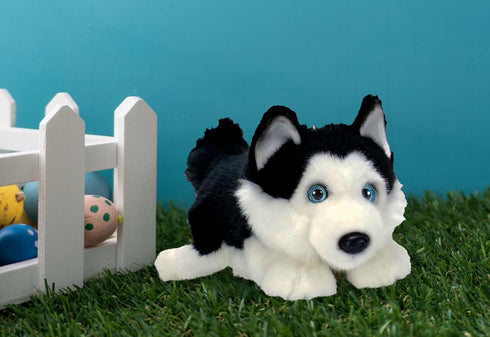 11" Aurora World Miyoni Black Lying Husky Plush - Super Soft Realistic Stuffed Animal Toy