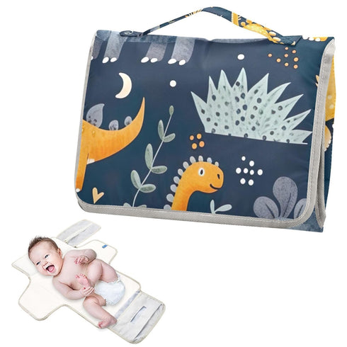 Portable Changing Pad for Baby - Dinosaurs Pattern Waterproof Diaper Changing Mat Travel Changing Pad with Built