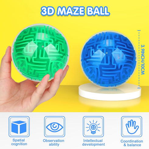 Sumind 4 Pcs 3D Puzzle Maze Ball, Magic Brain Teasers Games for Adults Teens Hard Challenges