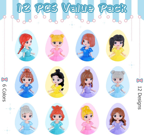 12 Uiseba PCS Princess Prefilled Easter Eggs, Easter Basket Stuffer,Hunt Gifts for Kids, Classroom Prize and Party