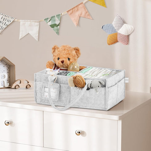 GEMII Diaper Caddy Organizer-Large Baby Caddy Organizer with Handle, Newborn Registry Essentials, Baby Shower Basket