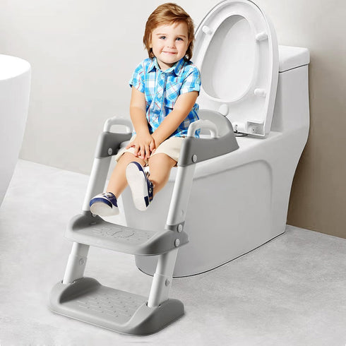 PandaEar Toilet Potty Training Seat with Step Stool Ladder, Comfortable Safe Potty Seat with Anti-Slip Pads Ladder