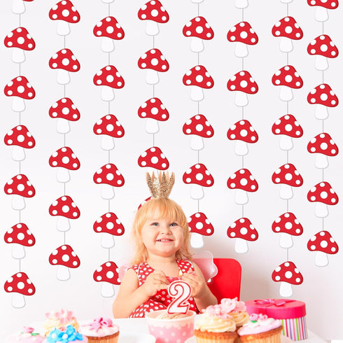 Sinload 8 Pcs Mushroom Theme Garlands Fairy Birthday Party Decorations Forest Wonderland Paper Cutouts Banners