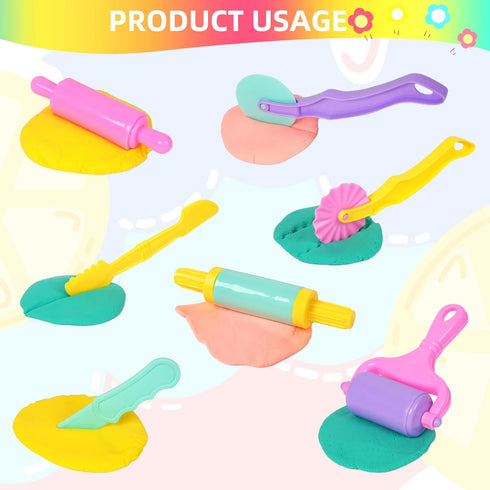 Set 22 Set 3-8 Dough Tools for Kids PCS Macaron Color Dough Play Tools with Animal Cutters, Dough Tool for Ages (Random