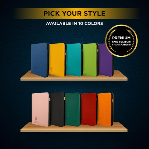 9 360 Card Guardian - Pocket Premium Black Binder with Zipper for Cards - Side Loading Pockets for Trading Card Games