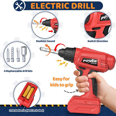 132 Set, 3 4 5 6 7 8, Set 3-5 6-8 Kids Tool Bench with Realistic Electric Drill, PCS Toddler Tool Birthday Toys