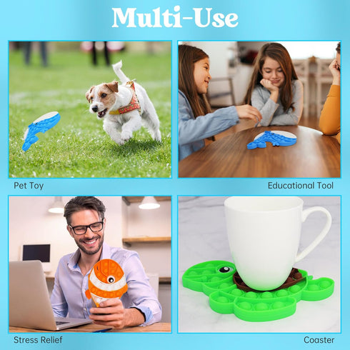 DEARIDAP 3 PCS Ocean Animal Fidget Toys for Kids, Marine Push Bubble Fidget Toys, Silicone Squeeze Sensory Toys, Stress