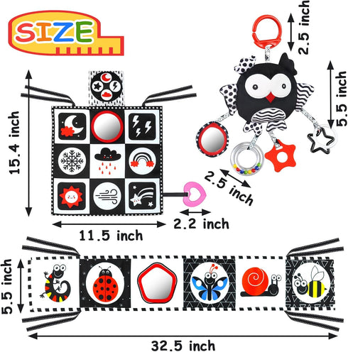 Black and White High Contrast Baby Toys, Soft Montessori Sensory Toys for Newborn Infant Development