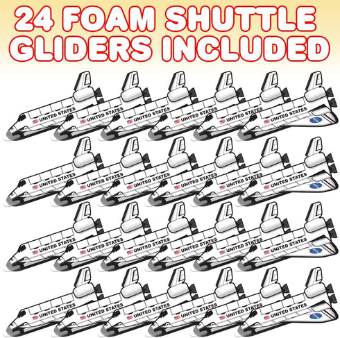 ArtCreativity Space Shuttle Gliders Set of 24, Foam Flying Toys for Boys & Girls, Outdoor Party Favors