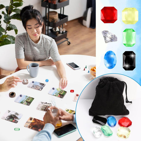 MSHUNKEJI 40 6 2-4 30 Pcs Board Game Gems Styles Board Game Gemstones with Black Drawstring Bag Glass Gemstones