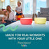 (Set 4) Pandaloo Porcelain Kids Bowls with Removable Silicone Sleeve & Lid Strong Suction Base, Microwave & Dishwasher
