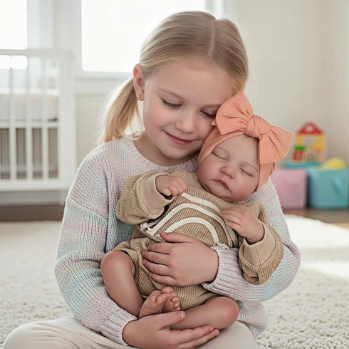 YuDill 17 Inch 3+ Realistic Baby Doll for Girls Age Full Vinyl Washable Body, Soft Touch, Closed Eyes Lifelike Toy Gift