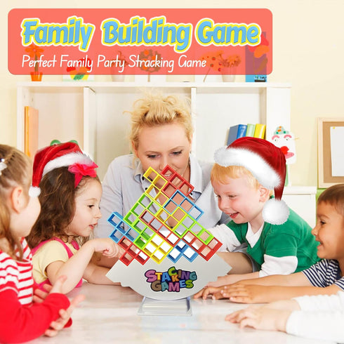 64 Pcs Tetra Tower Stacking Game, Fun Balance Building Blocks Board Games for Kids Adults Family Party Gifts