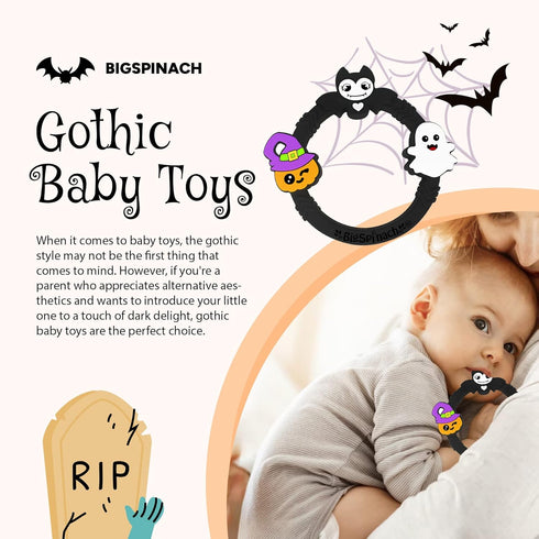 Halloween Baby Toy Gothic Baby Teether Ring Baby Stuff Teething Toy (Bat)