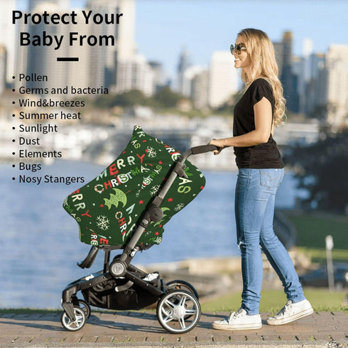 Schgap Merry Christmas Car Seat Covers for Baby, Nursing Cover Breastfeeding Baby Carrier Covers Carseat Canopy