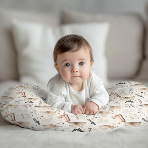 Wicbfdfv Watercolor Fairytale Dragon Floral Book Nursing Pillow Cover Stretchy Removable for Baby Girls Boys Retro