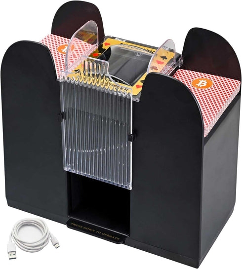 6 Deck Automatic Card Shuffler - USB/Battery-Operated Uno Shuffler for Card Games