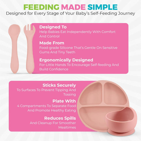 Generic 8-Piece Set Packaging SiliFun Silicone Baby Feeding Complete Infant Mealtime Kit with Suction Bowl, Divided