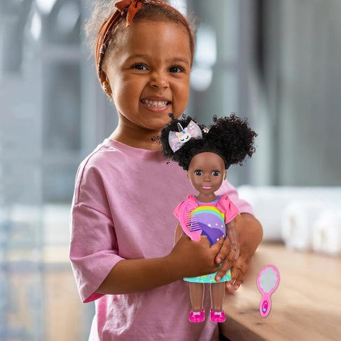 14 Inch Ecore Fun Black Doll with Black Baby Doll Clothes Accessories Including Dress, Top, Skirt, Shoes, Comb, Mirror