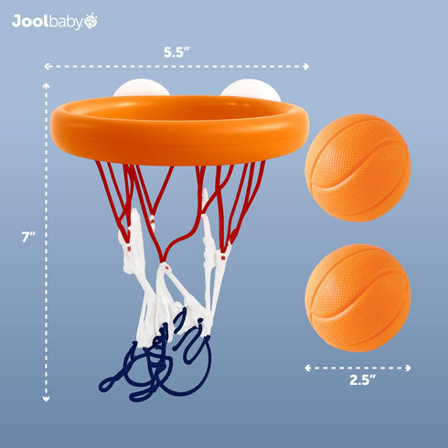 2 Jool Baby Bath Basketball Hoop for Toddlers, Kids Bathtub Toy Includes Basketball Net w/ Suction Cups, Basketballs