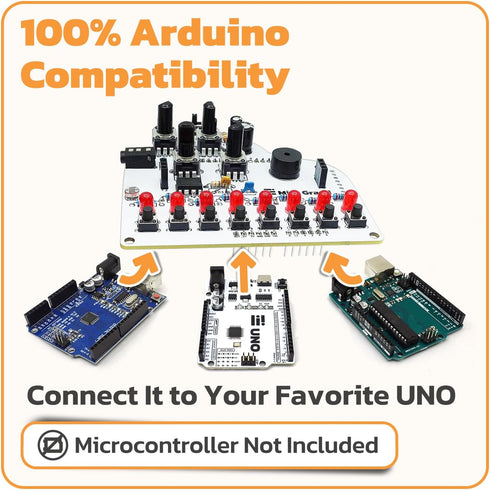 amomii 8 Mini Grand - Soldering Practice Kit for Arduino UNO, DIY Electronic Musical Instrument Shield with Keys