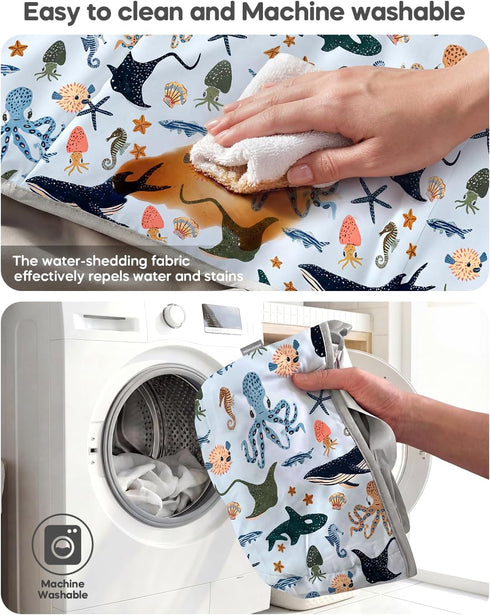 mamatepe 2-Point Baby High Chair Cover with Strap Pads & Harness - Machine Washable, Waterproof, Portable