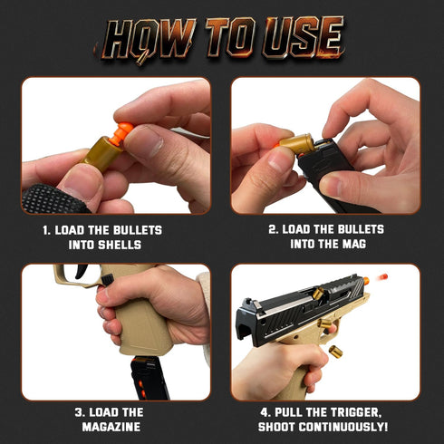 Shell Ejecting Toy Gun Pistol, Soft Bullet Toy Guns for Boys, Kids, Automatic Pull Back Action Toy Pistols, Fun