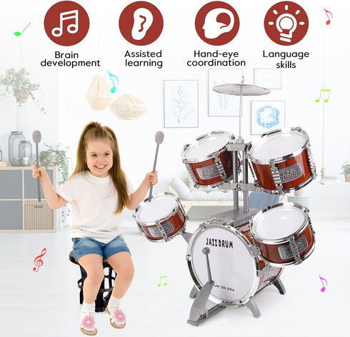 Set 3-5 5 3 4 5 Toy Drum for Kids Ages Toddler Jazz Drum Kit with Drums Musical Instruments Toys for Year Old Boys